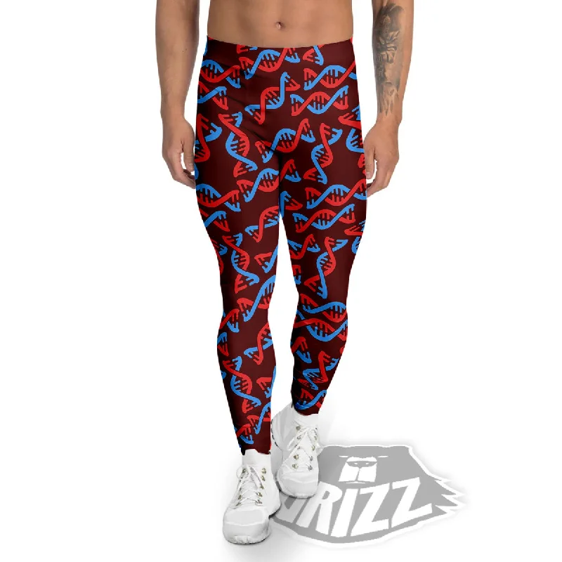Hurry In DNA Helix Print Pattern Men's Leggings