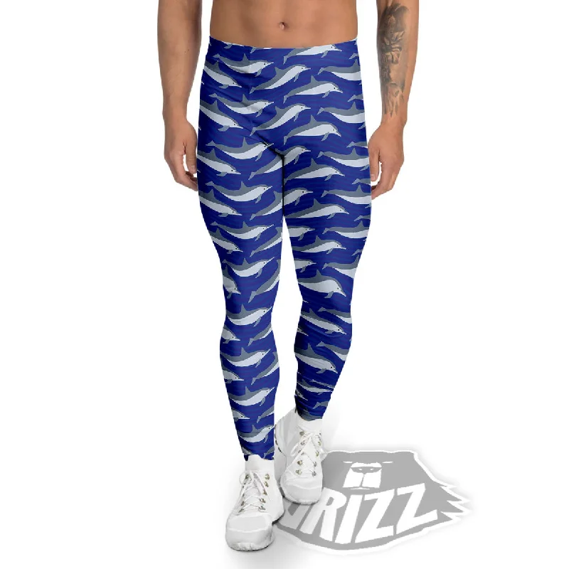 Early Access Dolphin And Waves Print Pattern Men's Leggings