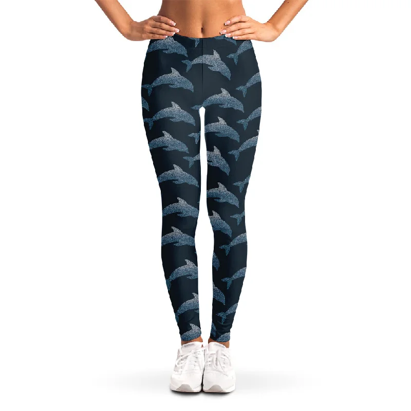 Dolphin Dot Pattern Print Women's Leggings