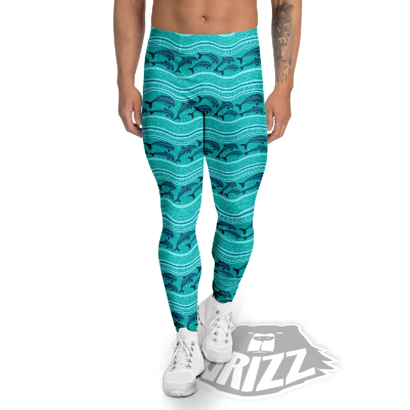 Crazy Deals Dolphins In Ocean Print Pattern Men's Leggings