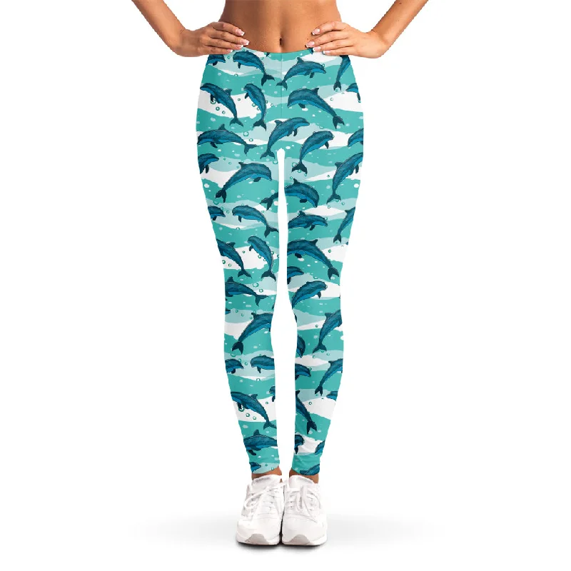 Dolphins In The Ocean Pattern Print Women's Leggings