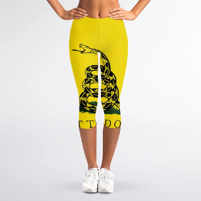 Don't Tread On Me Gadsden Flag Print Women's Capri Leggings