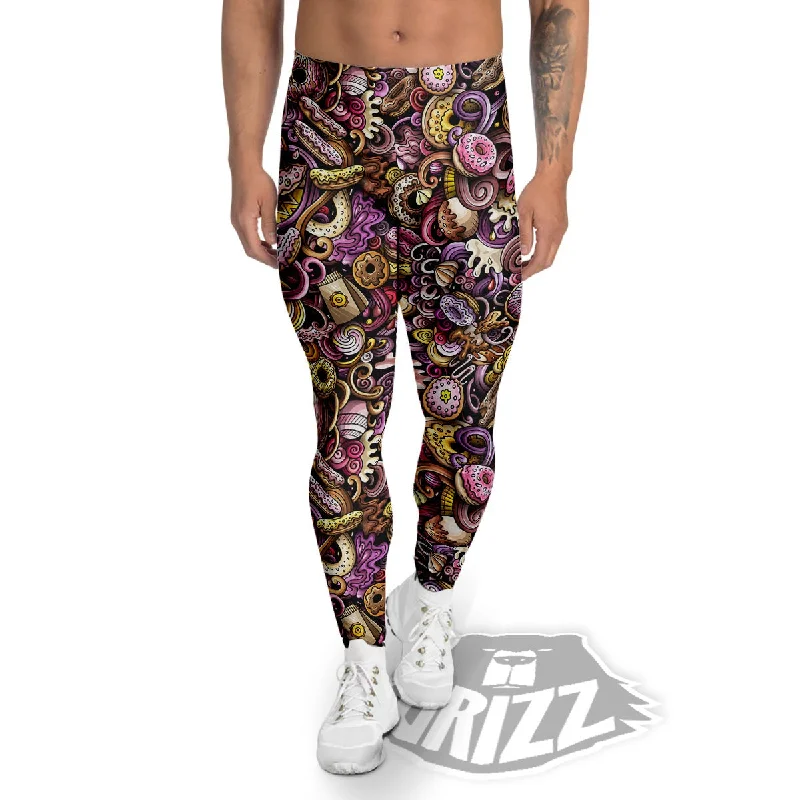 Huge Savings Donut Graffiti Print Pattern Men's Leggings