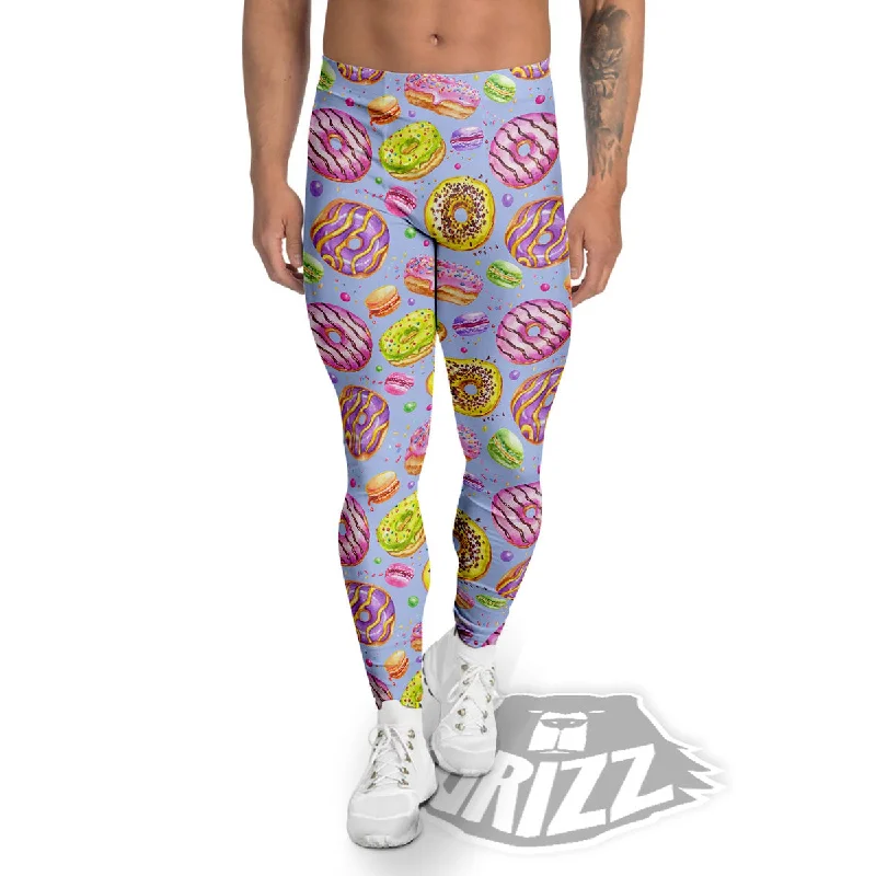 Final Sale Donuts Print Pattern Men's Leggings