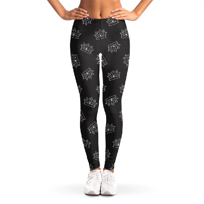 Doodle Crown Pattern Print Women's Leggings