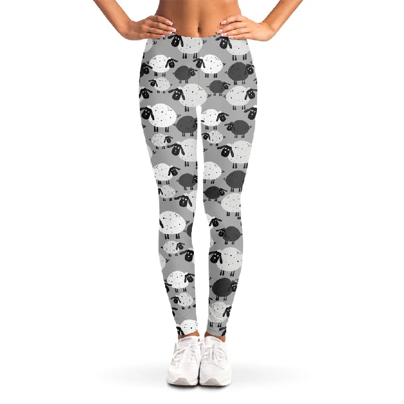 Doodle Sheep Pattern Print Women's Leggings