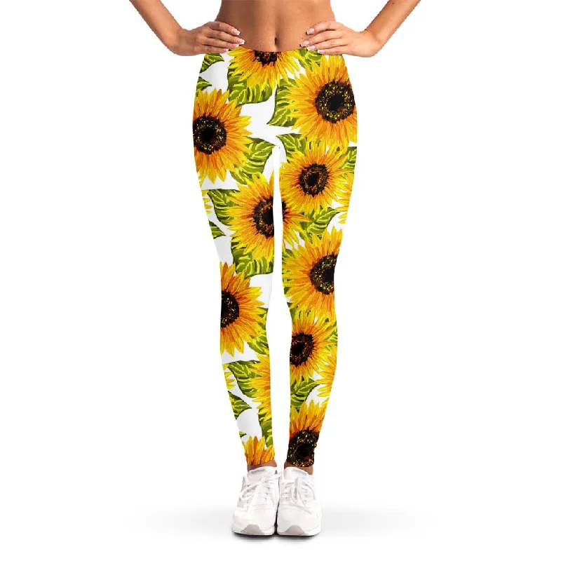 Mega Sale Doodle Sunflower Pattern Print Women's Leggings