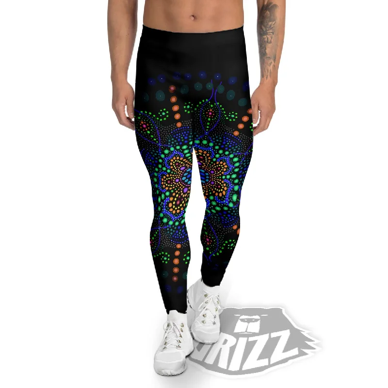 Deal of the Week Dot Mandala Green White Print Men's Leggings
