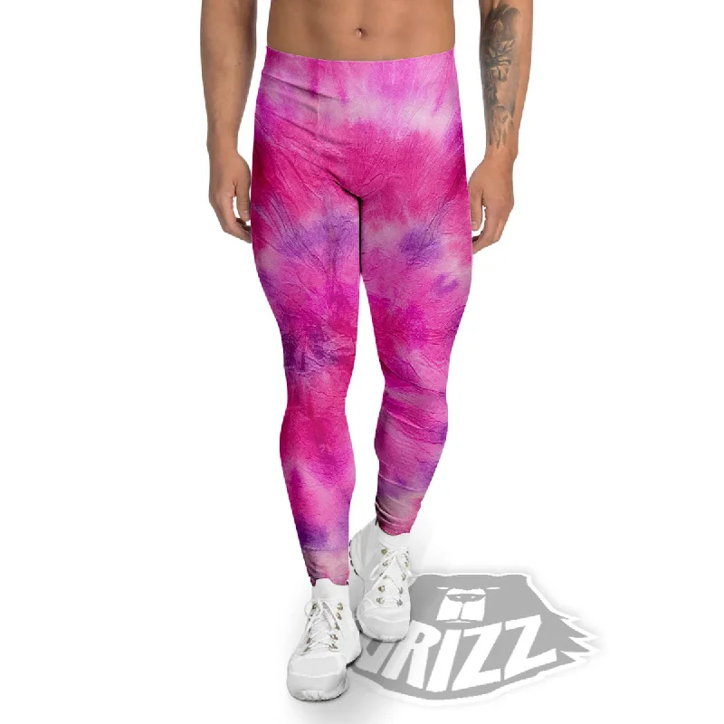 Buy More, Save More Double Pink Tie Dye Print Men's Leggings