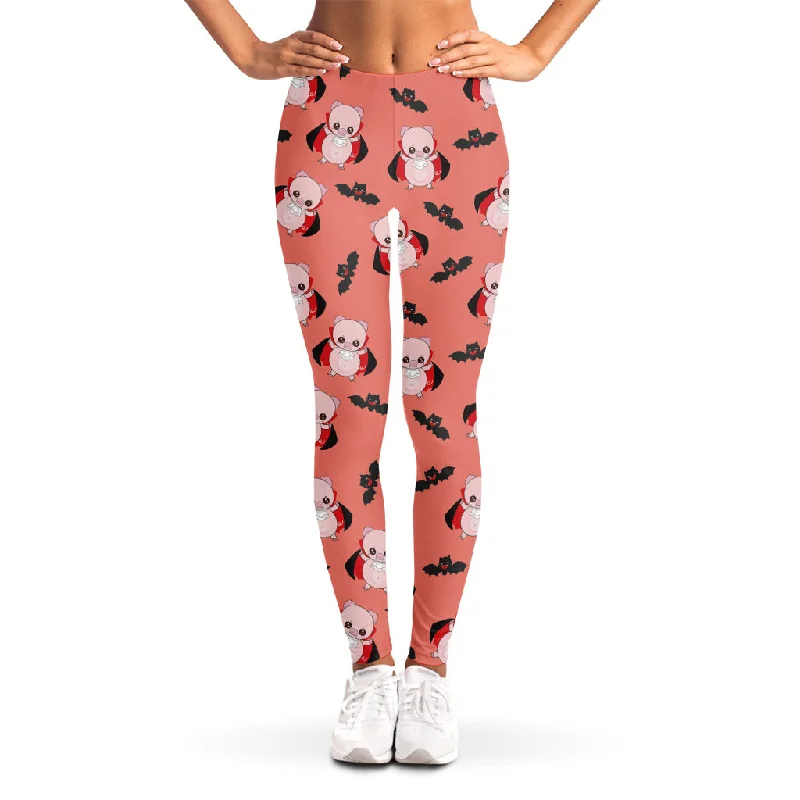 Dracula Pig Pattern Print Women's Leggings