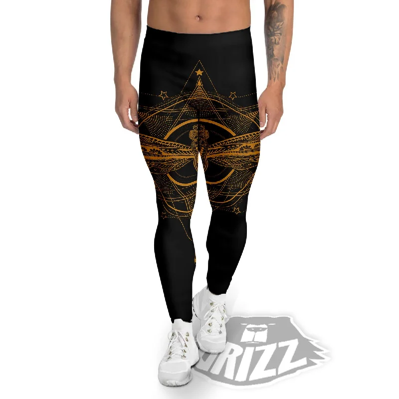 Quick Sale Dragonfly Boho Gold Print Men's Leggings