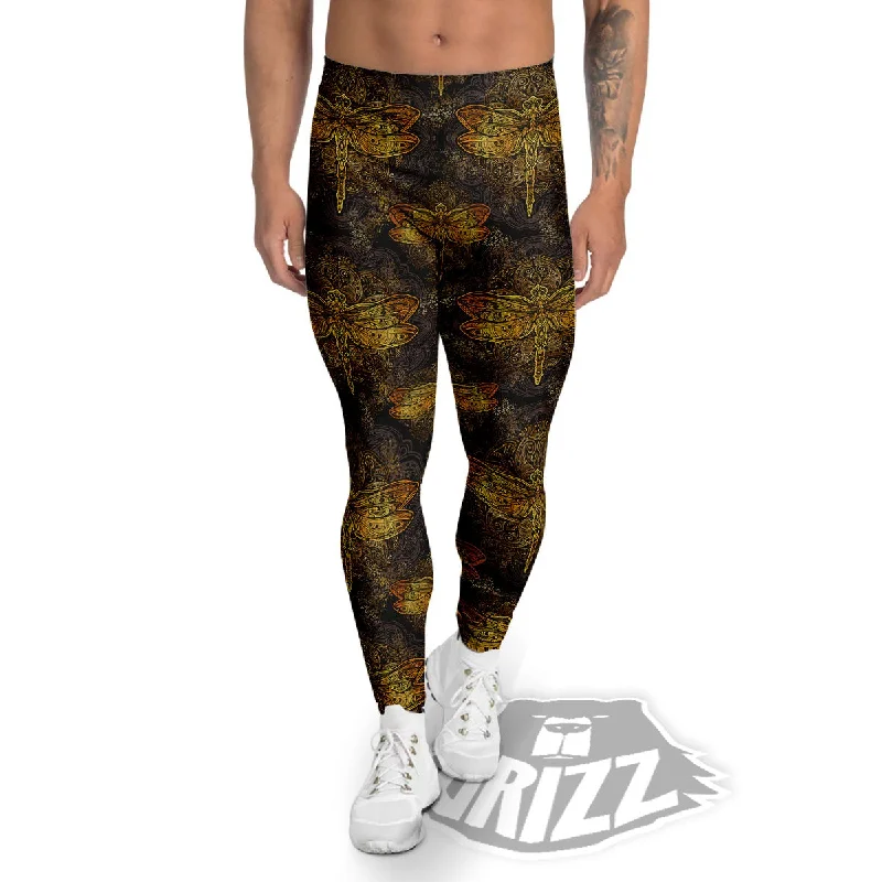 Price Cut Dragonfly Spiritual Golden Print Men's Leggings
