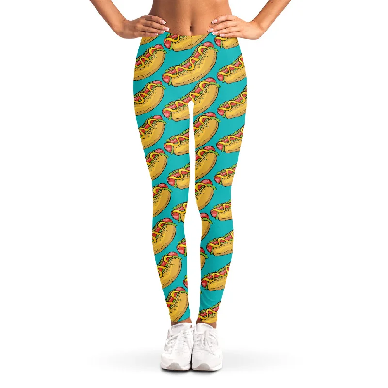 Drawing Hot Dog Pattern Print Women's Leggings