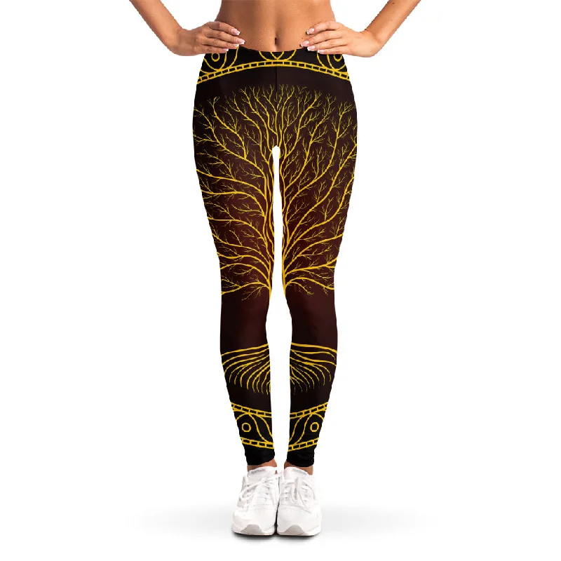 Druidic Yggdrasil Tree Print Women's Leggings