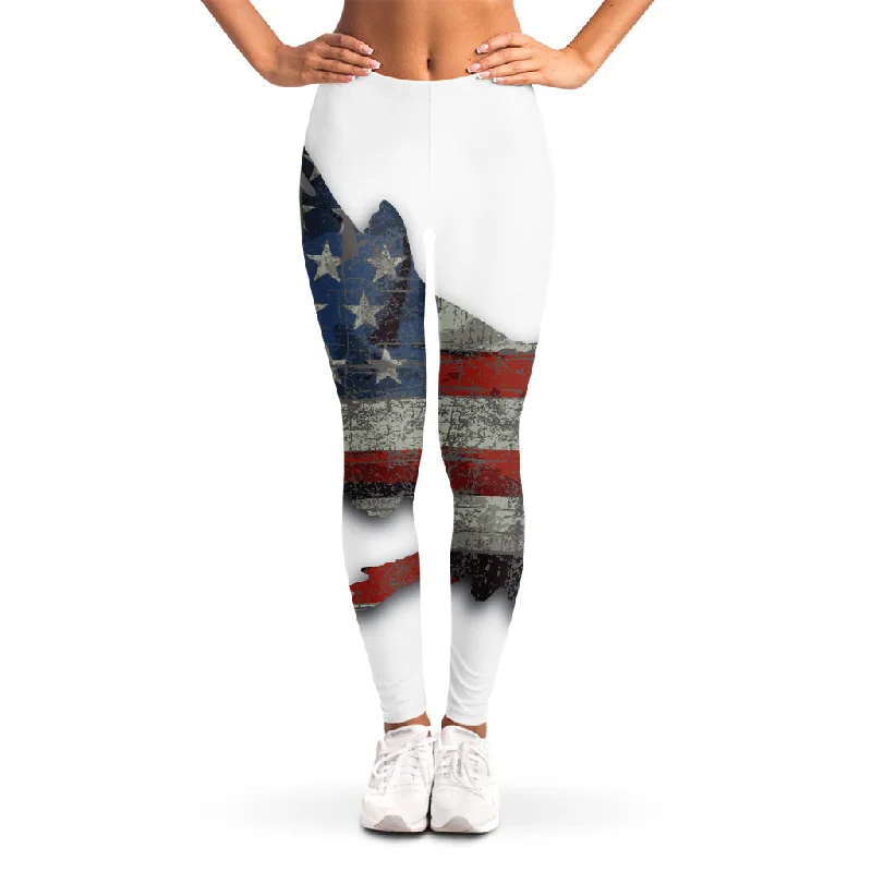 Eagle American Flag Print Women's Leggings