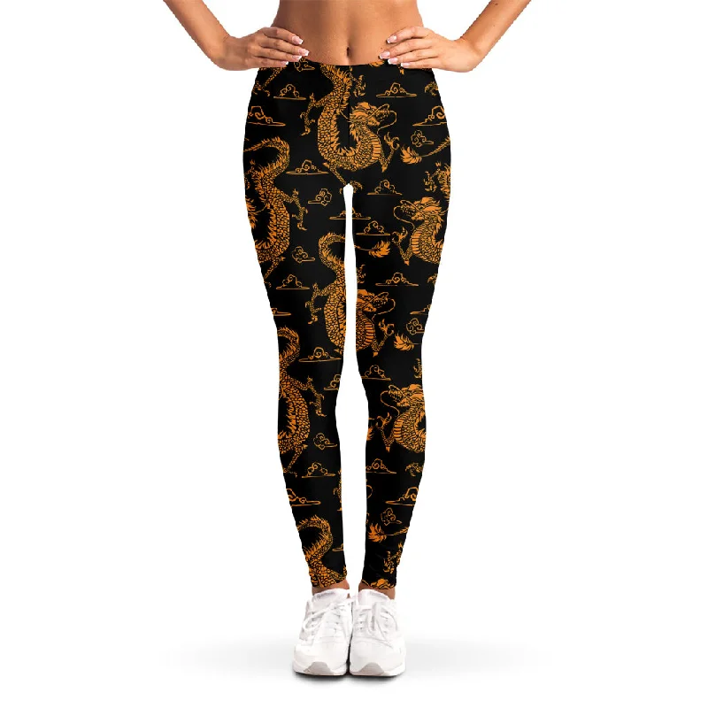 Eastern Dragon Pattern Print Women's Leggings