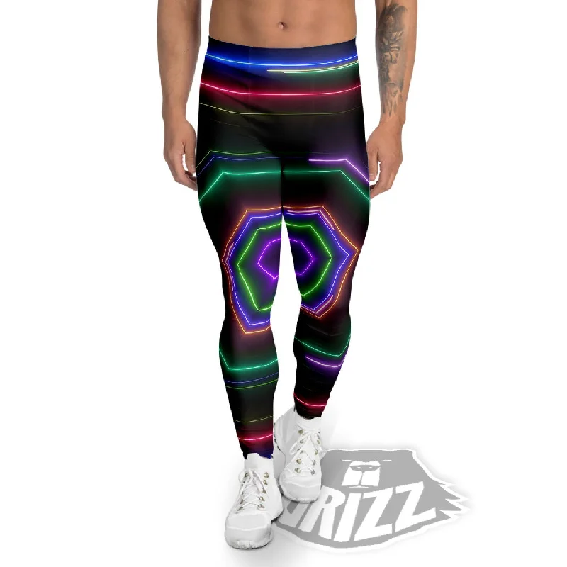Discount Deals EDM Geometric Green Light Print Men's Leggings
