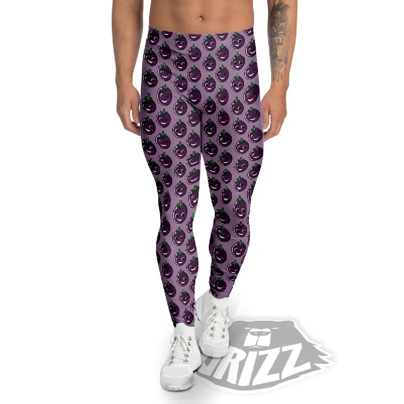 Big Discounts Eggplant Cute Print Pattern Men's Leggings