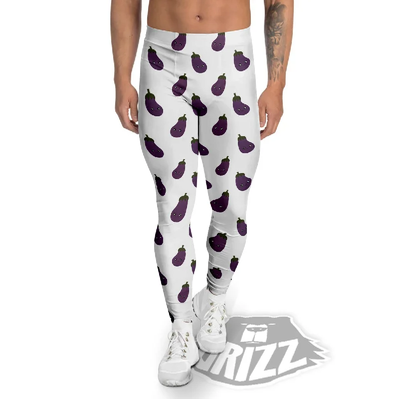 Can't Miss Eggplant Funny Print Pattern Men's Leggings