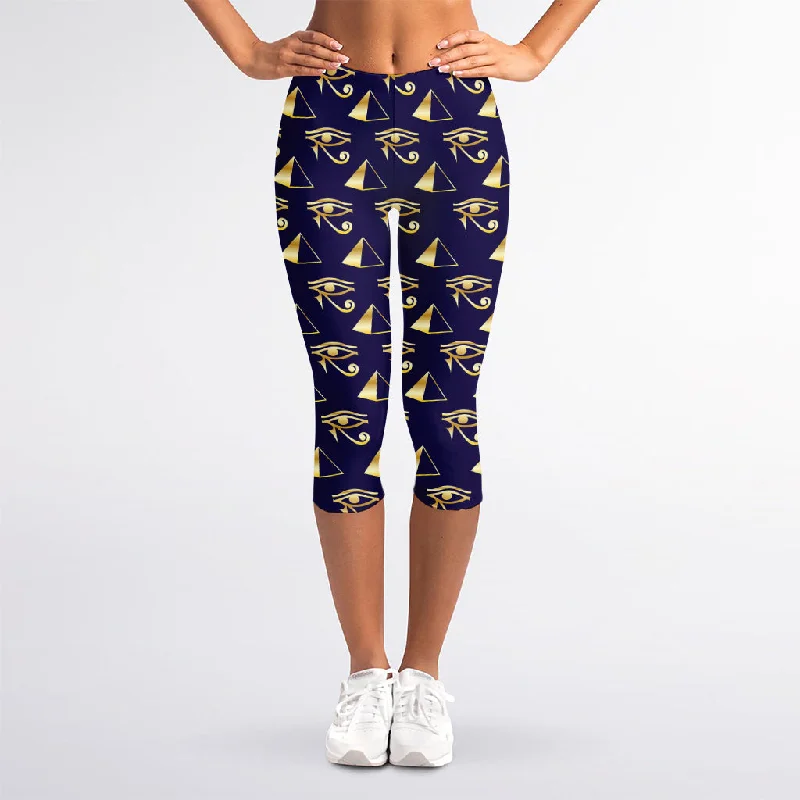 Egypt Eye Of Horus Pattern Print Women's Capri Leggings