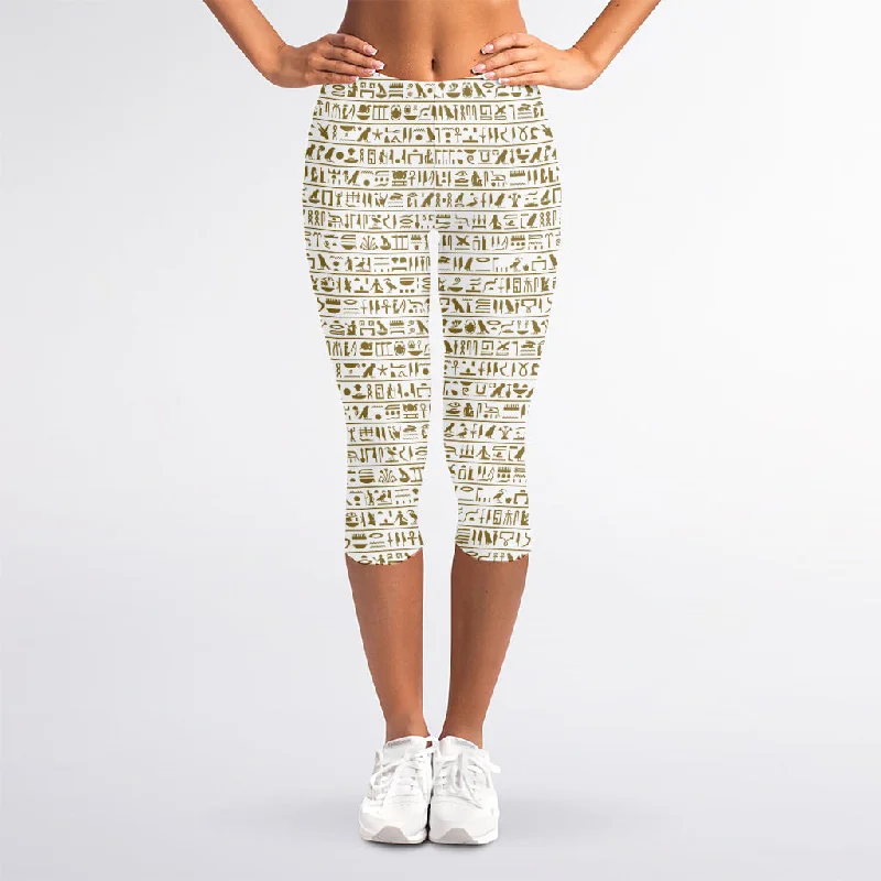 Egypt Hieroglyphs Pattern Print Women's Capri Leggings