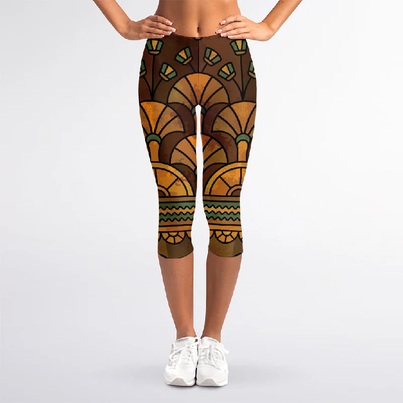 Egyptian Ethnic Pattern Print Women's Capri Leggings