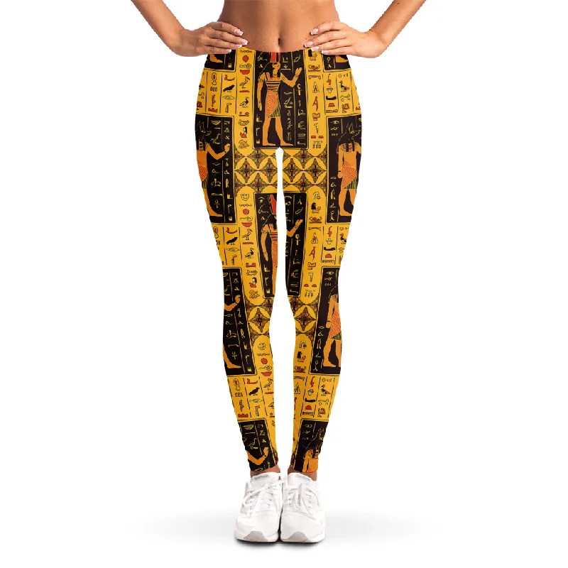 Egyptian Gods And Hieroglyphs Print Women's Leggings