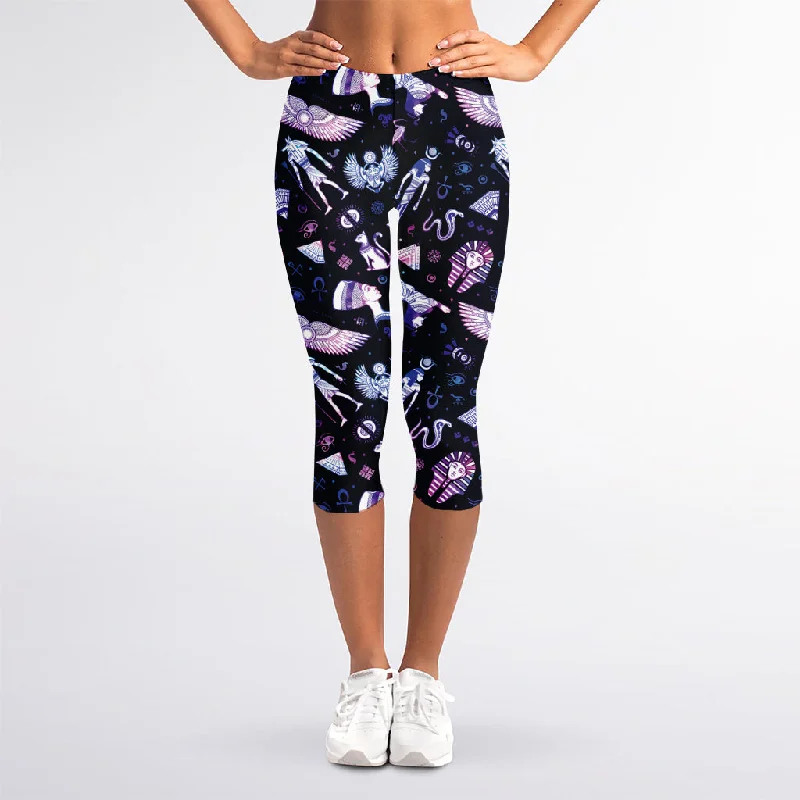 Egyptian Tribal Symbols Print Women's Capri Leggings