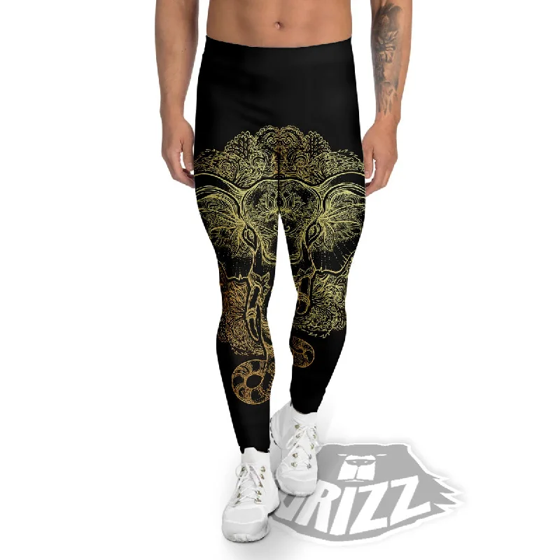 Deal Explosion Elephant Spiritual Golden Print Men's Leggings