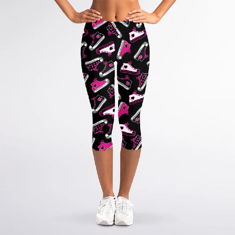 Emo Shoes Pattern Print Women's Capri Leggings