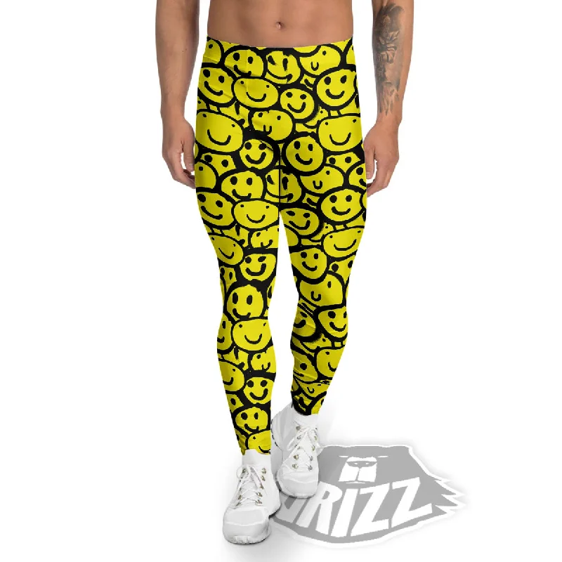 Sneak Peek Sale Emoji Graffiti Happy Print Pattern Men's Leggings