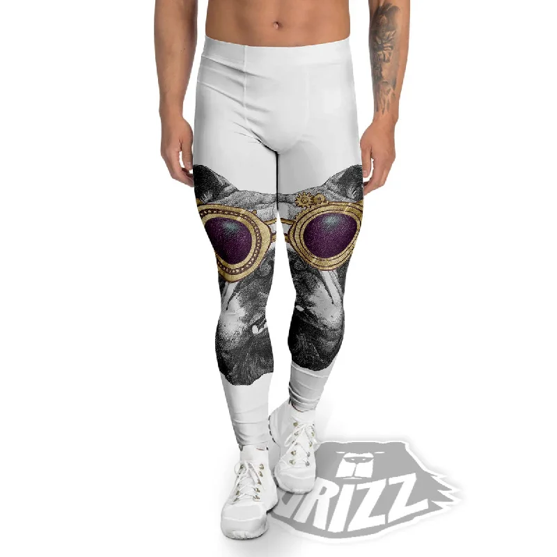 Anniversary Sale English Bulldog Wearing Glasses Print Men's Leggings