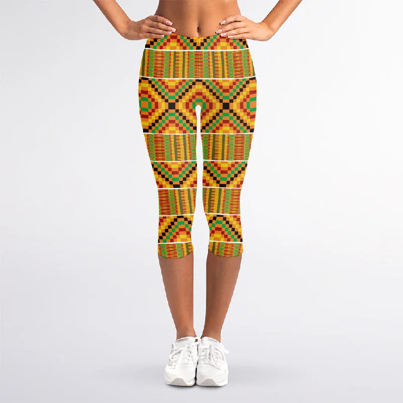 Ethnic Kente Pattern Print Women's Capri Leggings