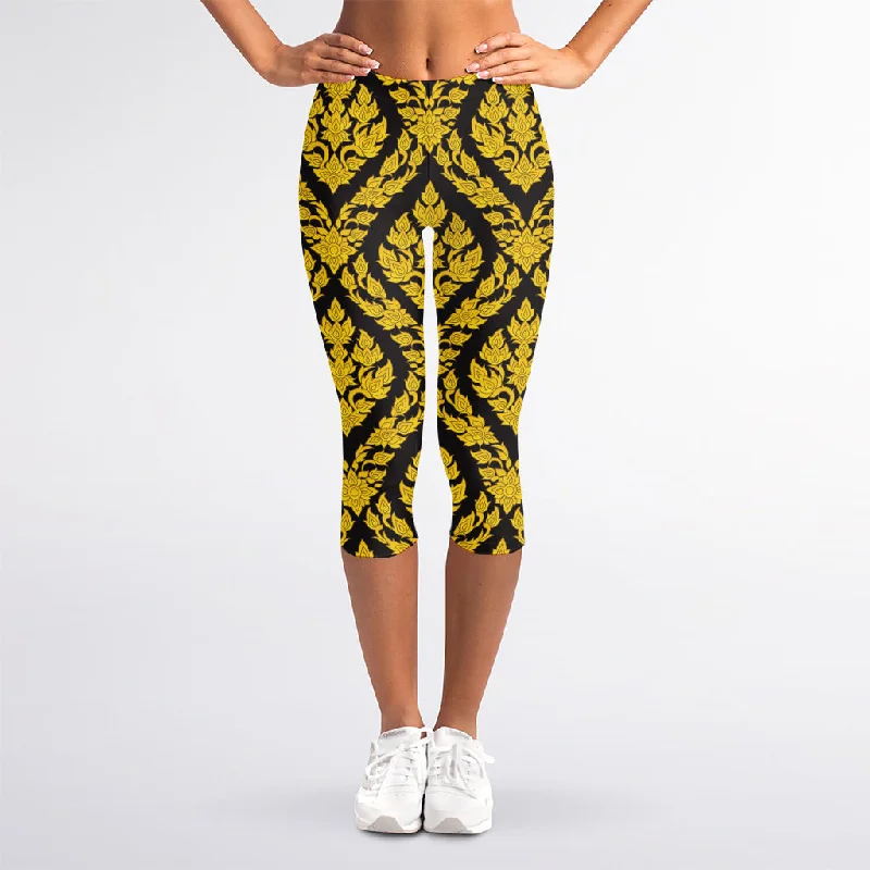 Ethnic Thai Pattern Print Women's Capri Leggings