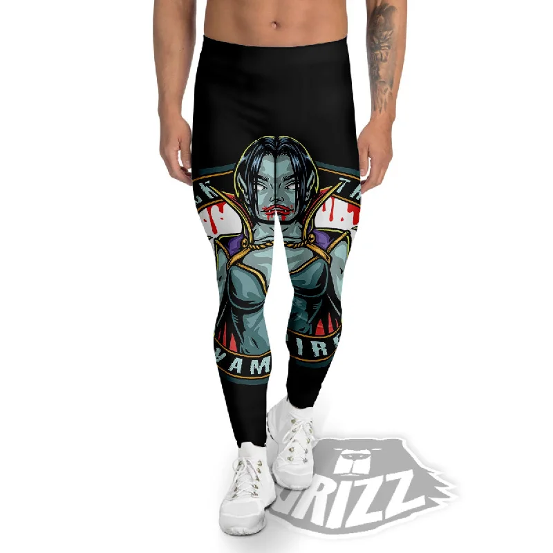Early Bird Discount Evil Vampire Halloween Print Men's Leggings