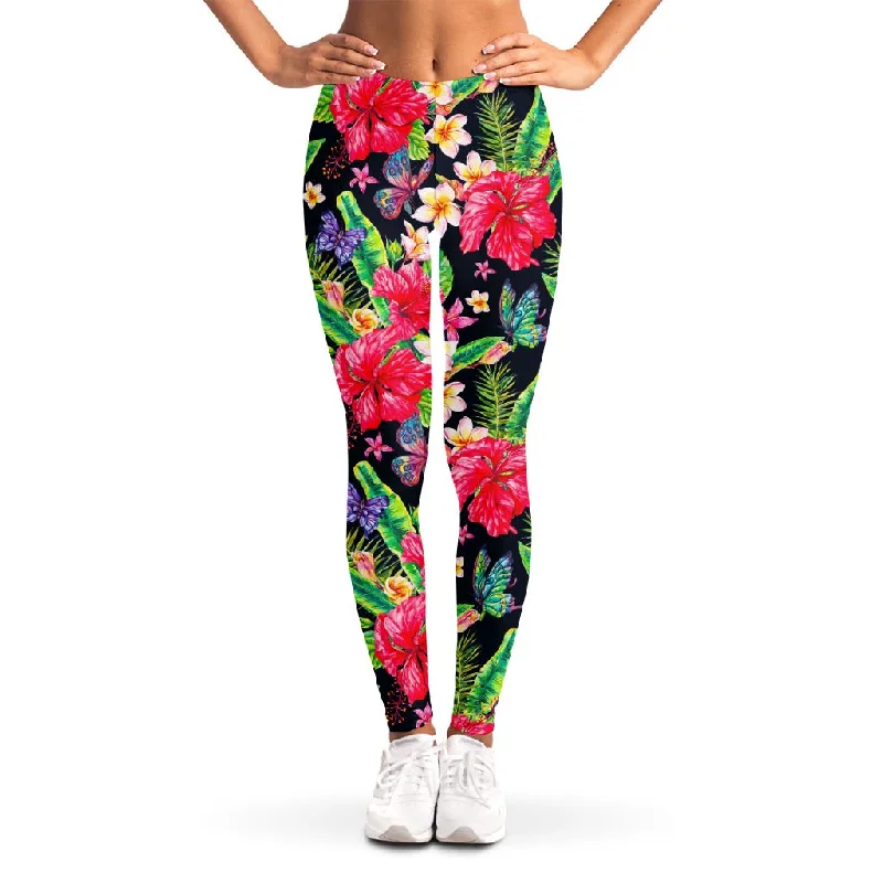 Take Advantage Exotic Hibiscus Flowers Pattern Print Women's Leggings