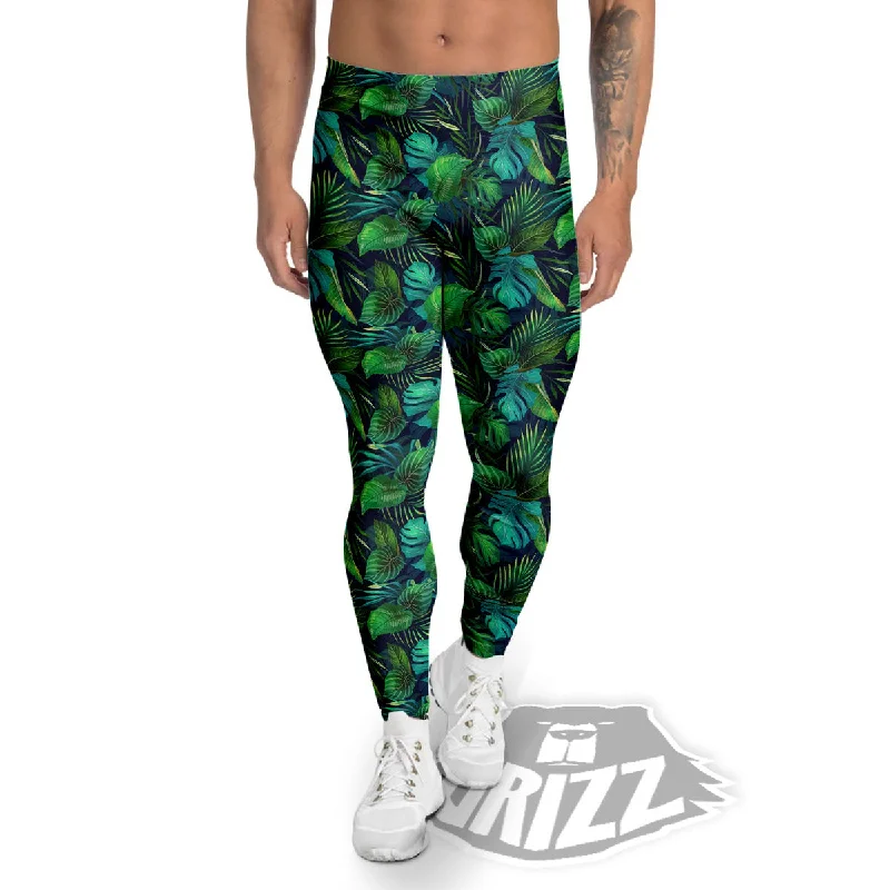 Holiday Sale Exotic Leaf Tropical Print Pattern Men's Leggings