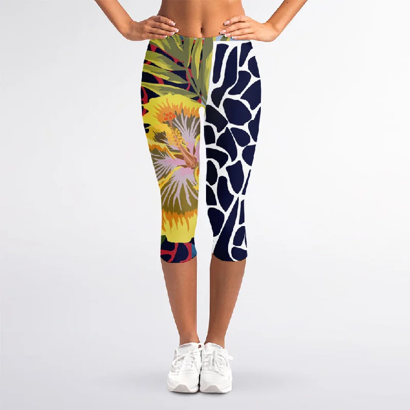 Exotic Patchwork Pattern Print Women's Capri Leggings