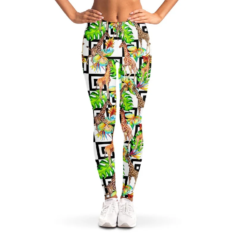 Steals and Deals Exotic Tropical Giraffe Pattern Print Women's Leggings