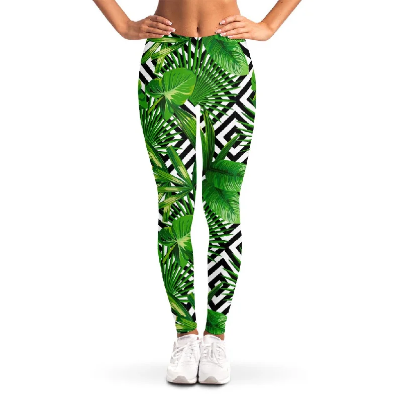 Shop and Save Exotic Tropical Leaves Pattern Print Women's Leggings