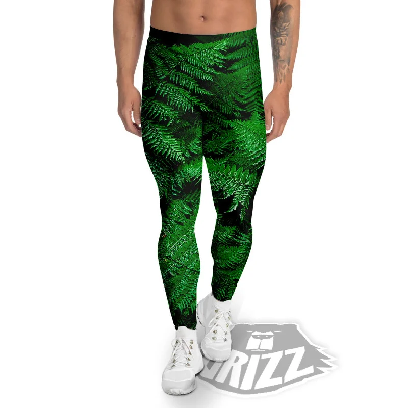Quick Sale Fern Leaf Green Print Men's Leggings