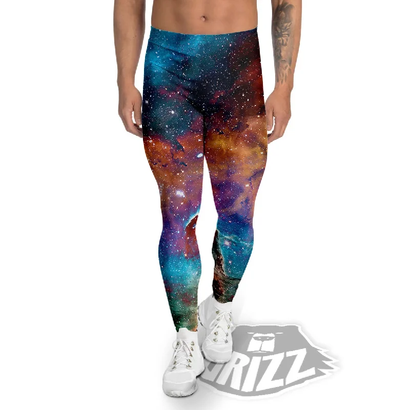 Overstock Fiery Universe Nebula Galaxy Space Print Men's Leggings