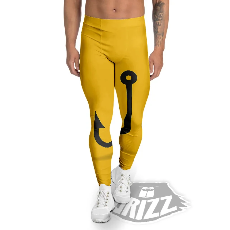Don't Wait Fishing Hooks Print Men's Leggings
