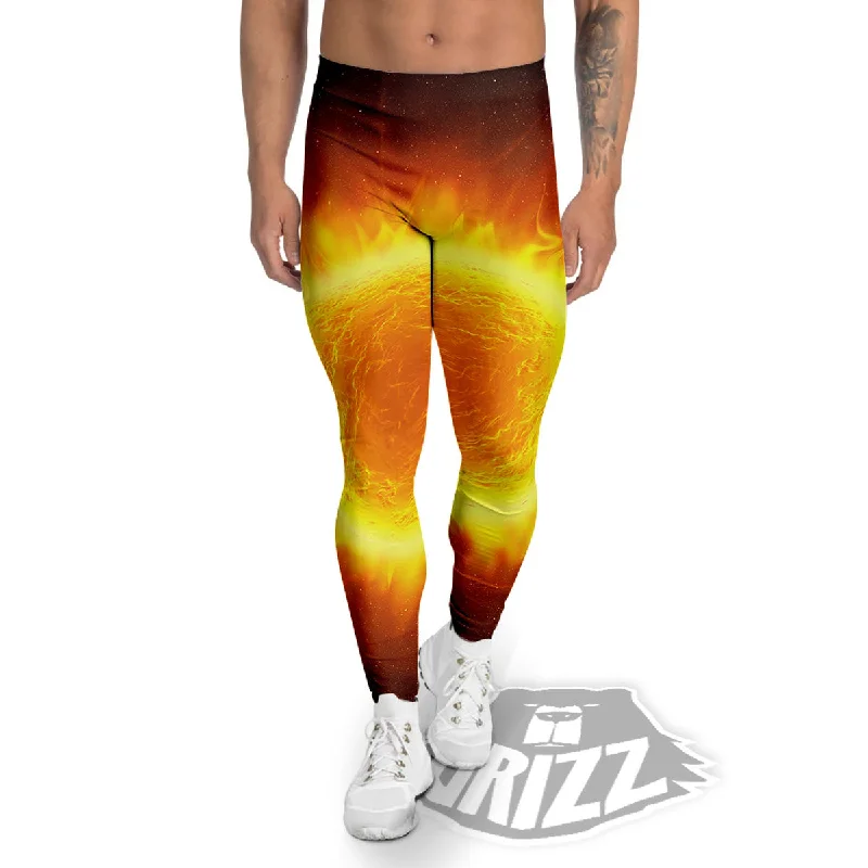 Big Discounts Flaming Sun Print Men's Leggings