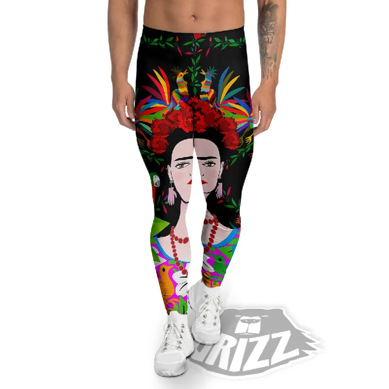 Huge Savings Floral And Frida Kahlo Print Men's Leggings