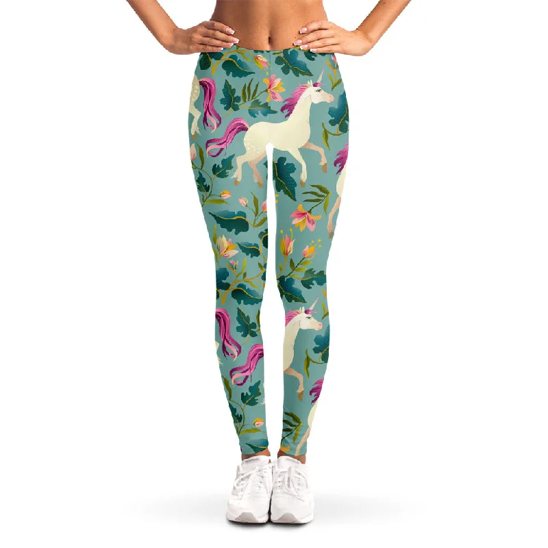Lowest Price Floral Unicorn Pattern Print Women's Leggings