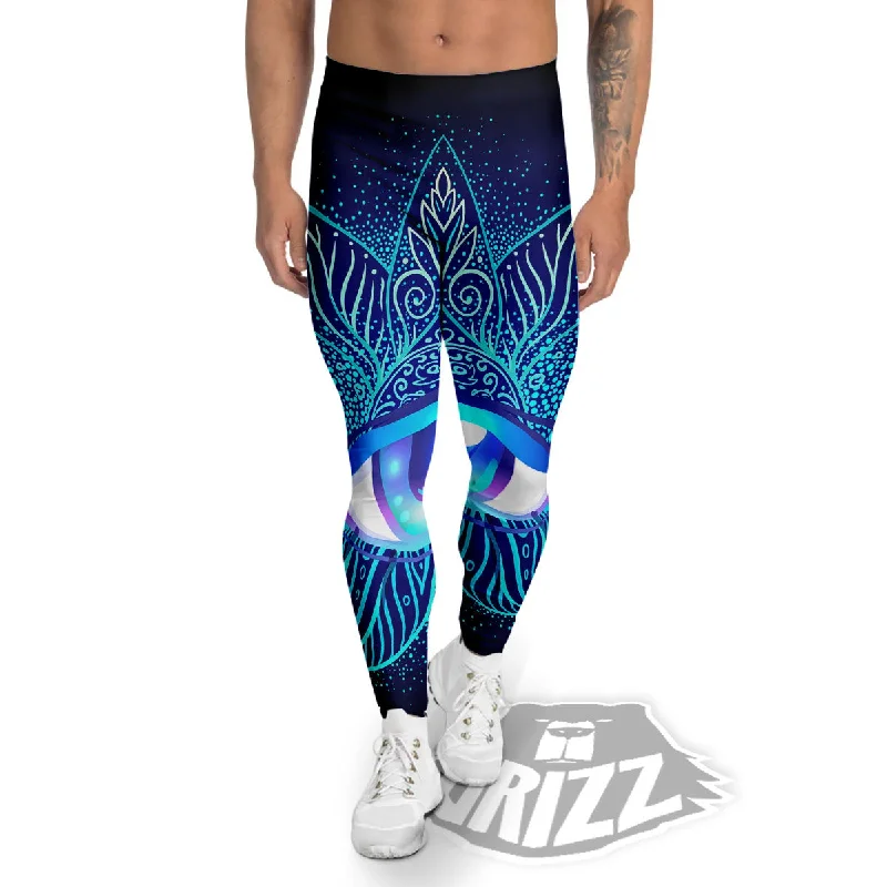 New Deals Flower Eye Of Providence Print Men's Leggings