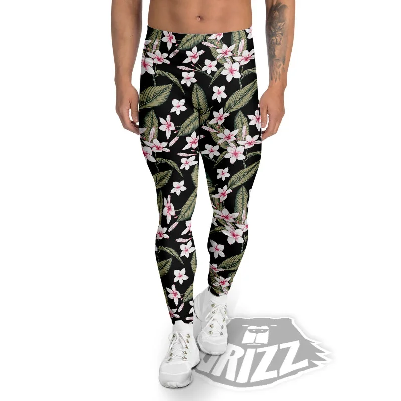 Lowest Price Flower Frangipani Print Pattern Men's Leggings