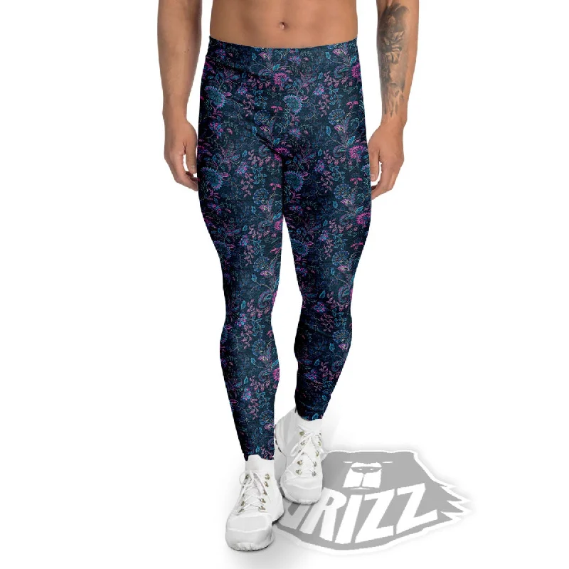 Deep Discounts Flower Jeans Denim Print Pattern Men's Leggings