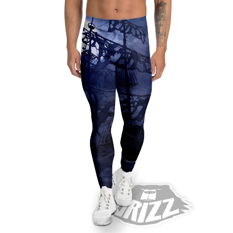 Price Fest Flying Dutchman Ghost Pirate Ship Print Men's Leggings